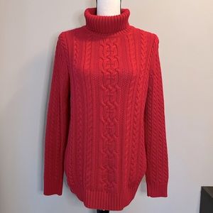 Women’s Croft & Barrow Red Turtleneck Cable Knit Sweater Size Large